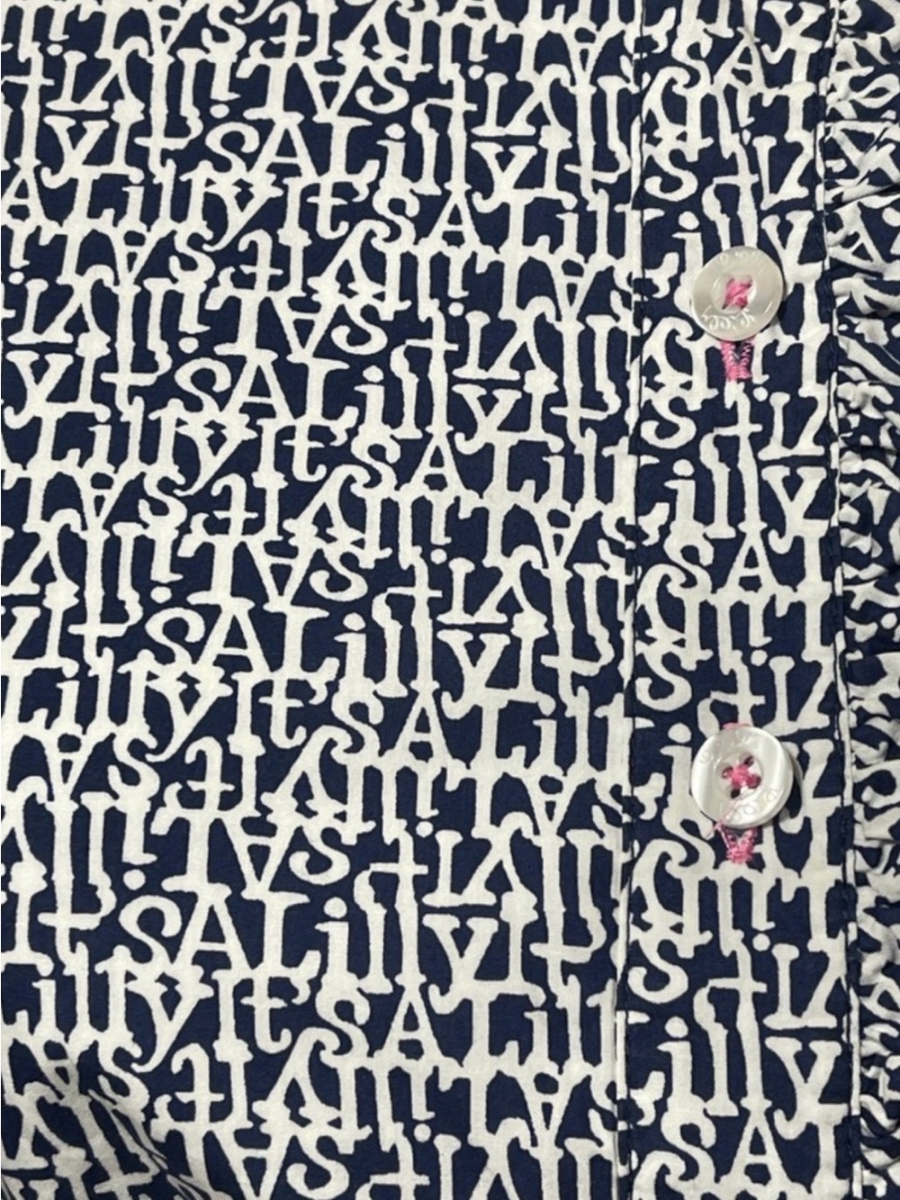 Lilly Pulitzer Brinkley Shirt Dress Navy & White “It’s A Lilly” Print Size 10 - Picture 6 of 8